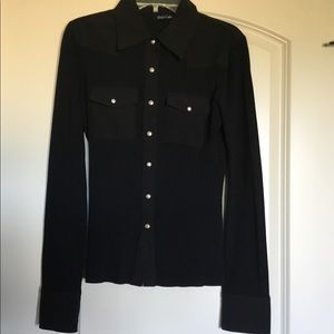 Black Knit Button Cardigan